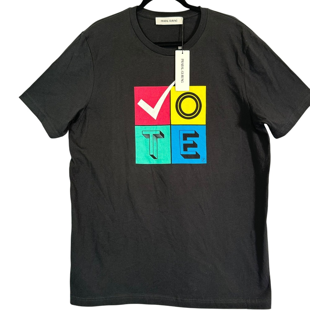 Prabal Gurung T-Shirt VOTE Graphic Pop Art Black XL Streetwear Black Statement